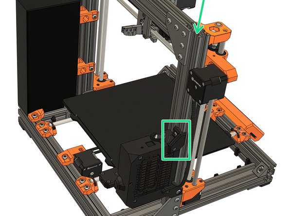 Slide the rambo_base_upper_mount into the outside channel of the extrusion (X motor side).