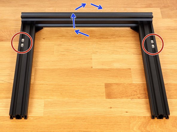 Flip the assembly. Being careful that the placed t-nuts do no fall out.