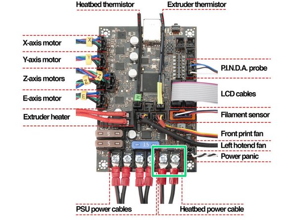 Locate the heated bed heater connector on your controller board: