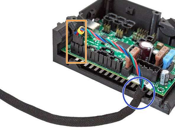 Take the X axis motor and plug it into the top left connector (X motor) (4 pins).