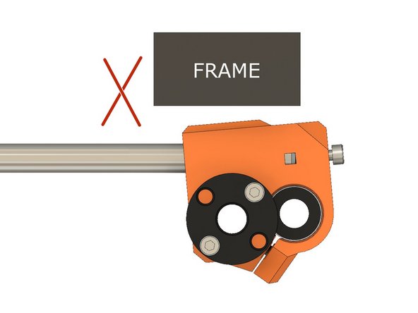 Second image shows when the X axis is too short. In this case you need to tighten the two M3x10 screws.