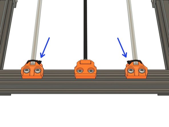 Secure the Y smooth rods with 4 zip ties. Note the orientation of them.