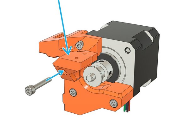 Place the y_motor_endstop_mount, as shown, and secure it with 1x M3x18 screw.