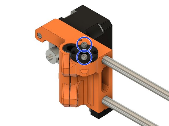 Using two M3x18 screws, tighten the trapezoidal nut in place. Do not over-tighten the screws.