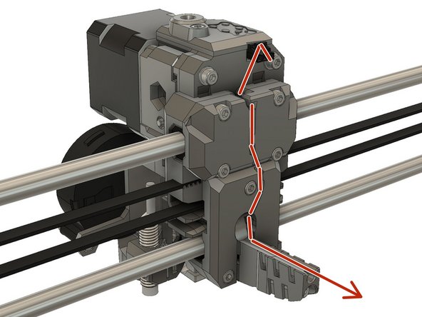 Plug the filament sensor cables into the filament sensor connector. The red wire of the cable should be on the left (on the PSU side), when connected to the filament sensor.