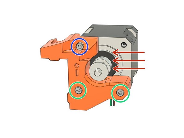 Secure the motor with the following screws. Do not fully tighten them yet.