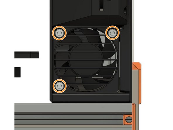 Attach the Noctua fan and the board_fan_grill to the case with 3x M3x18mm screws.