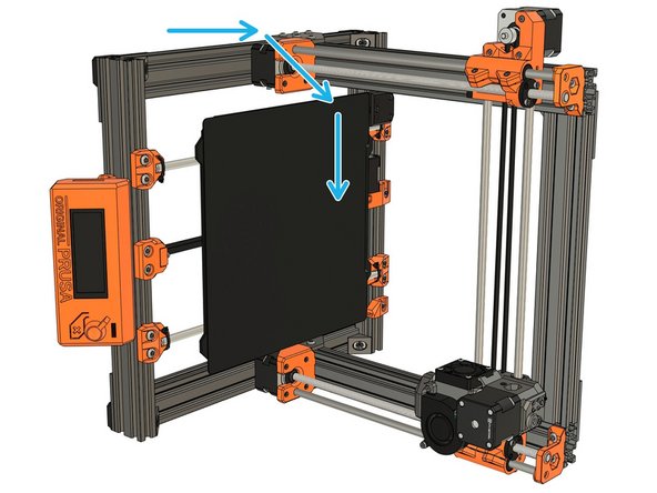 Rotate the frame to the right side. Be careful with the extruder, help him going down slowly.