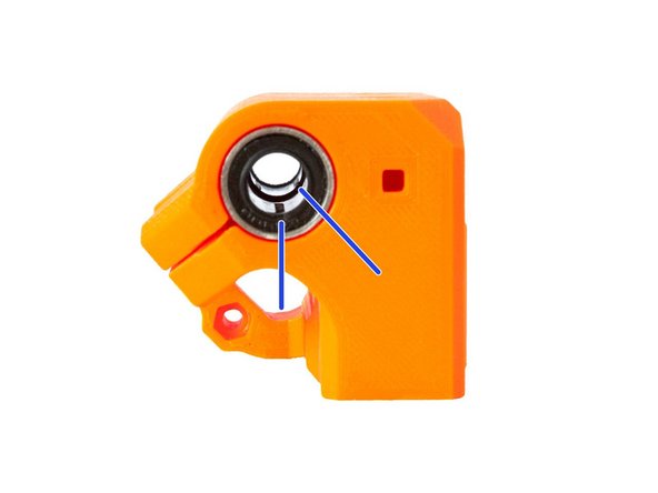 The next LM8UU linear bearing will have to be inserted so that the rows of ball bearings are at 45° to the rows in the other bearing.