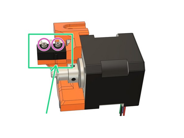Place the Y end stop on the y_motor_endstop_mount with the switch actuator aligned with the notch, as shown.