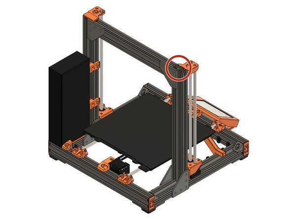 Remove the Z end cap on the left Z extrusion (left when standing in front of the printer).