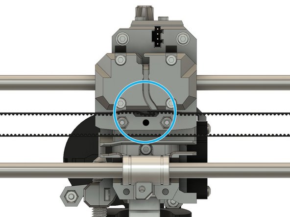 To finish routing the timing belt, attach few belt teeth in the x_carriage.
