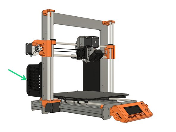 Remove the M3x40 screw securing the Rambo/Einsy cover and disconnect all the cables.