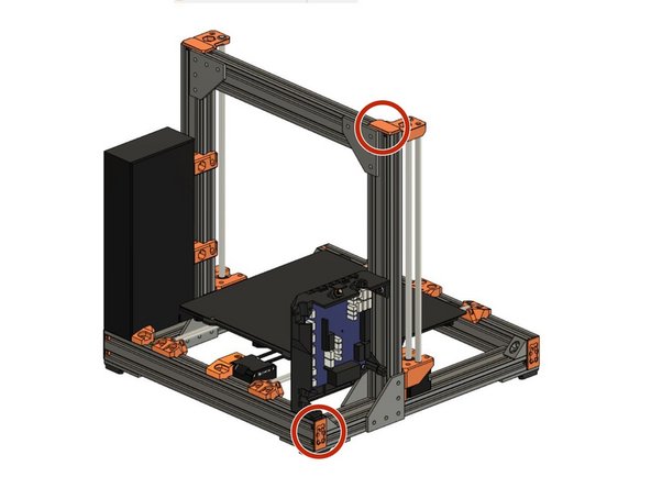 Re-attach the end caps on both the left Z extrusions and the extrusion on the back of the XY-frame.