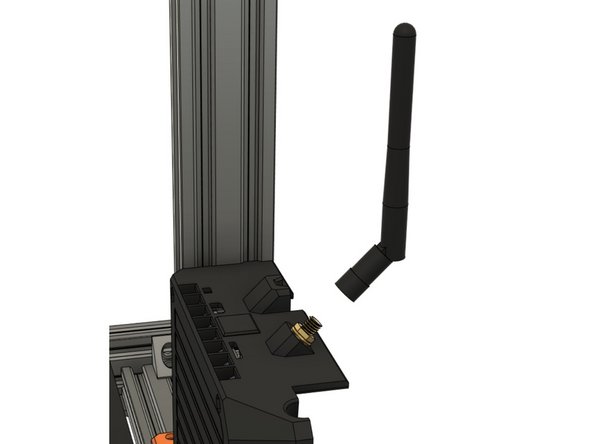 Screw the antenna on the thread sticking out of the case. Make sure it is secured firmly but do not over-tighten, not much force is needed.