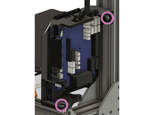 Insert a T-nut in the top slot of the extrusion and attach it to the screw we have just inserted. Do not tighten the screw yet.