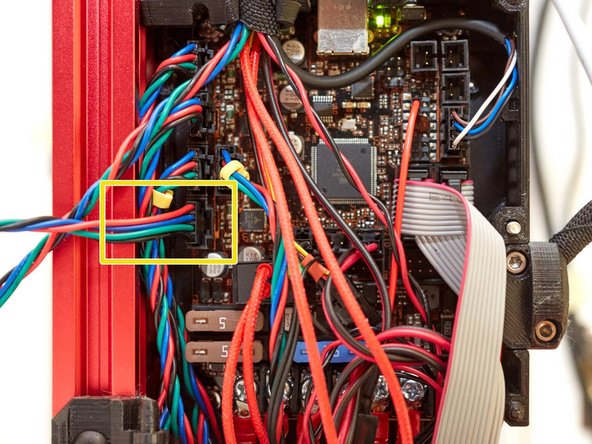 Verify the wire positions and adapt them if they are not matching the pictures. Then, connect your extruder stepper to your Rambo Mini or Einsy Rambo