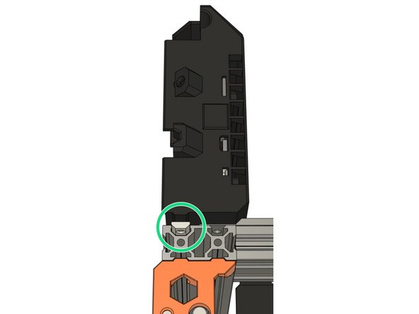 Slide the T-nut into the outside slot on the backside of the left Z extrusion.