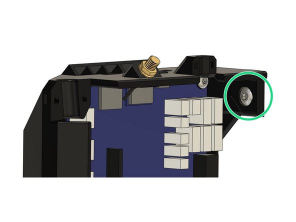 Insert a M5x8mm screw into the pocket on the top of the case. We will use this screw to secure the case to the Z extrusion on the frame.