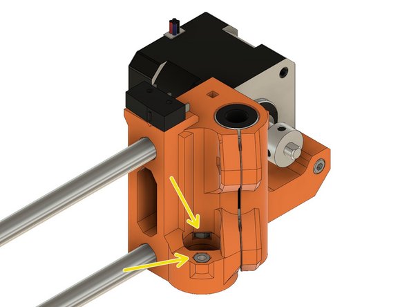 Insert two M3 hex nuts into the dedicated pockets of x_end_motor.