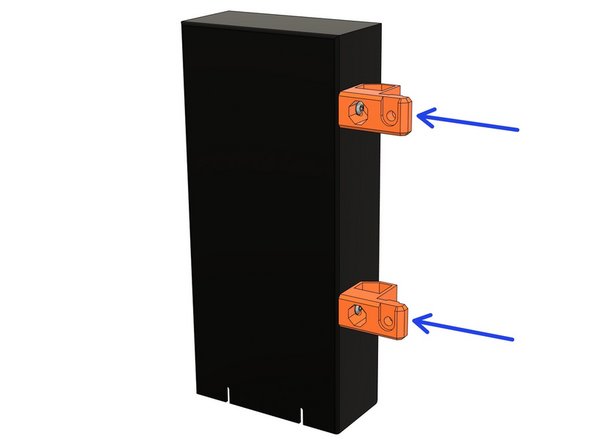 Attach the psu_upper_mounts to the black PSU body. Fully tighten the M4 screws, ensuring that the PSU mounts are properly positioned and aligned .