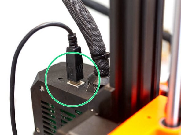 Connect the USB cable on the  Mini-Rambo / Einsy-Rambo.