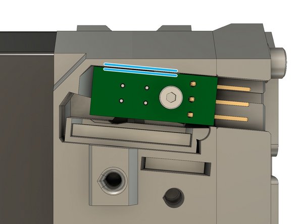 Carefully secure the Prusa IR sensor with a M2x8 screw. Do not over-tighten.