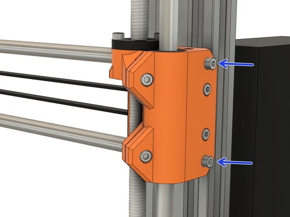 Thread two M3x10 screws in the x_end_idler. Don't tighten them fully yet, it will be done on the next step.