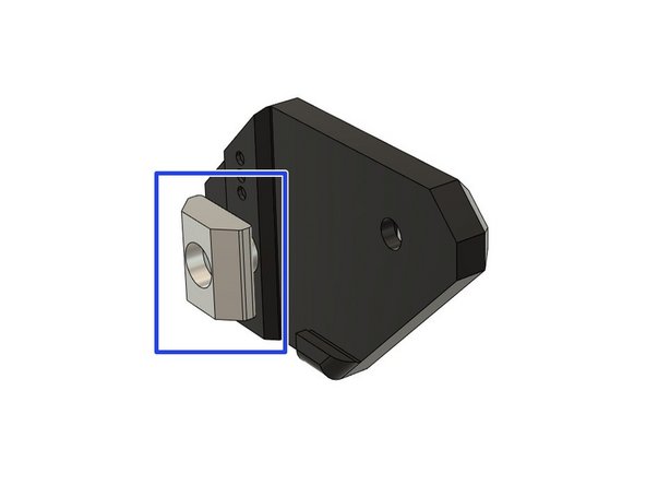 Thread 1x t-nut onto the M5 screw (1-2 turns) and orient it vertically.