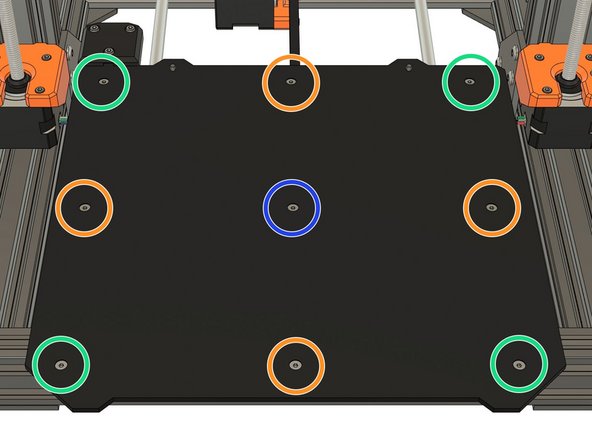 Make sure no screw is fully tightened or you may warp the heated bed.