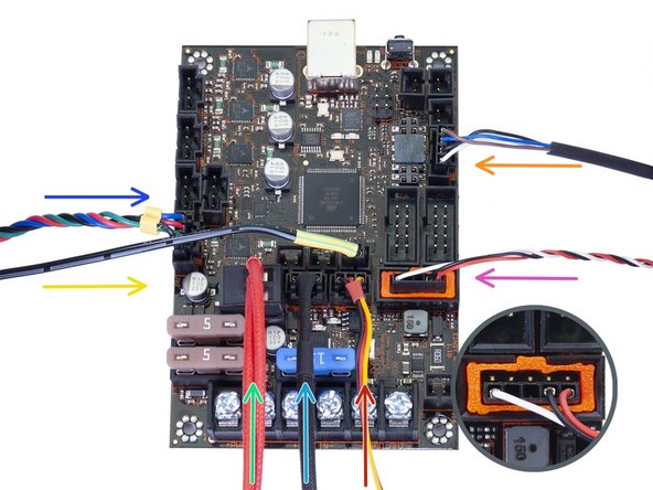 Plug in all of the cables from the extruder: