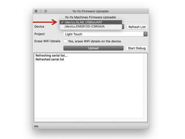 Your board's serial port should appear as '/dev/cu.SLAB_USBtoUART'