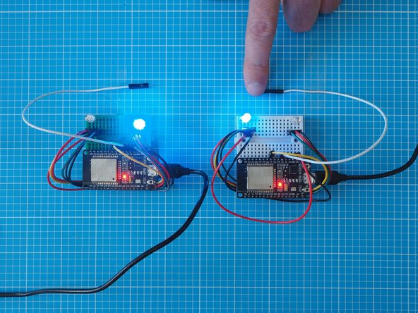 Tap quickly on the capacitive touch lead to send this colour to the other Light Touch Device.