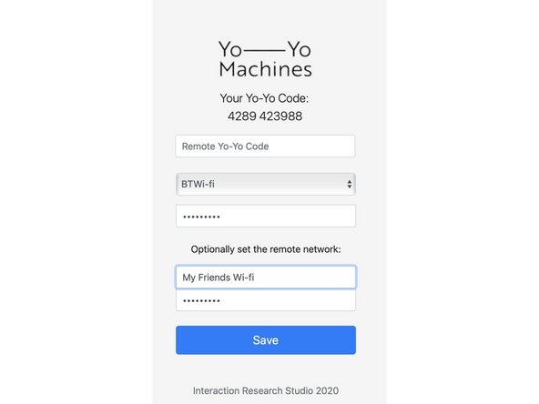 If you are setting up two devices in the same space, they have already exchanged Yo-Yo Codes automatically. Feel free to skip this step and press &quot;Save&quot;