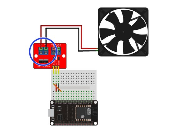 Plug the other ends of the jumper wires into the fan's white connector.