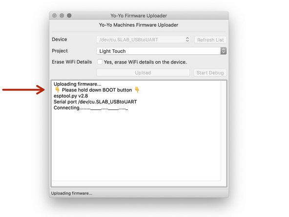 When you're ready, click on Upload to upload the latest firmware.