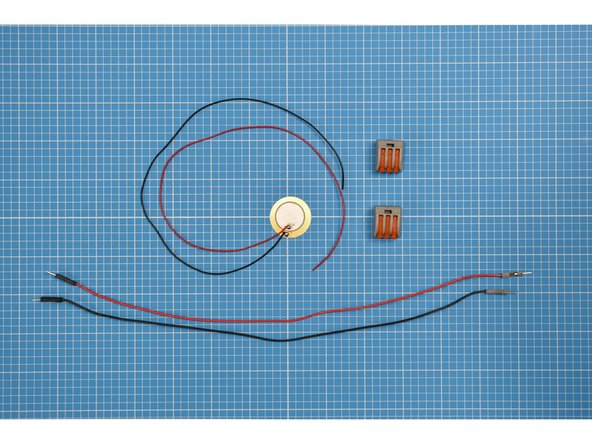 The leads of piezo sensor are unterminated, making it difficult to insert into the breadboard, using 'Wago' connectors to add jumper leads solves this issue.