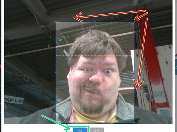 Adjust the cropping box to create a pleasing ID card photo