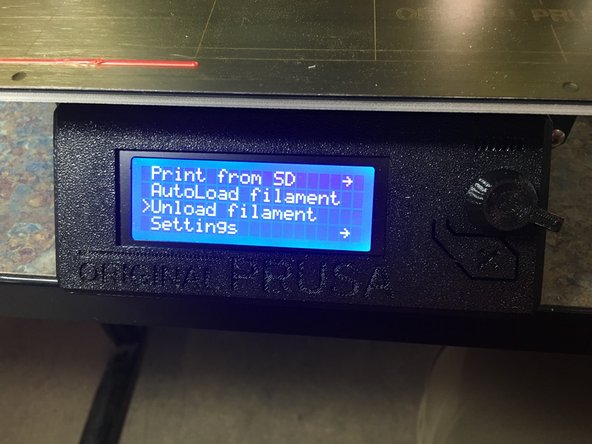 Choose &quot;Unload Filament&quot; from the menu.