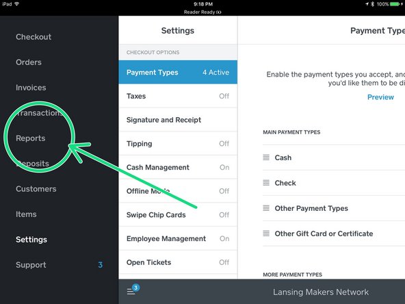 Tap &quot;Reports&quot;