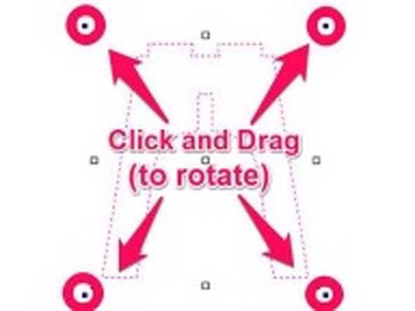 The move/resize handles show appear on the object or objects  you are moving. Click and drag anywhere on the selected paths  (your cursor will change to a “Move” icon) to move the object on  your work piece.