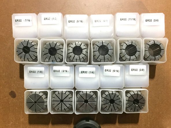 Each collet is marked with the size bit they are designed to hold.