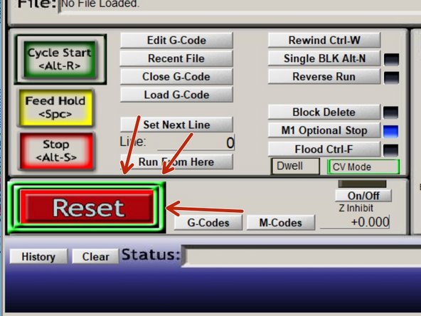 Click RESET on Mach3