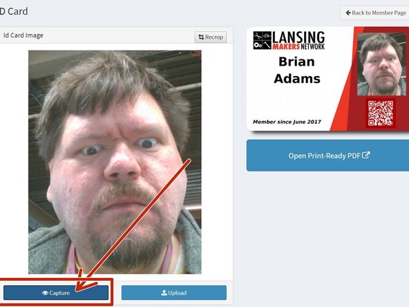 Click &quot;Capture&quot; to open the webcam dialog