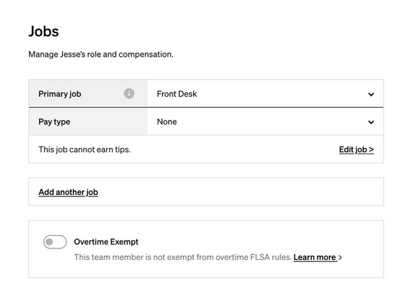 Set Primary Job to 'Front Desk' from the dropdown