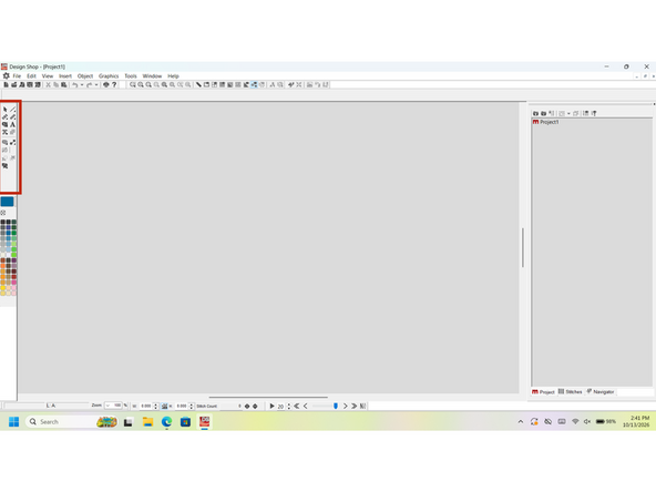 The Drawing tools are located in the middle left of the screen. The second image will highlight specific tools, and the third will show examples of their functions.