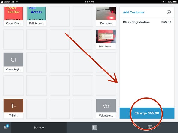 Tap &quot;Charge&quot;
