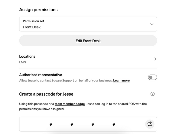 Assign Permissions as "Front Desk"