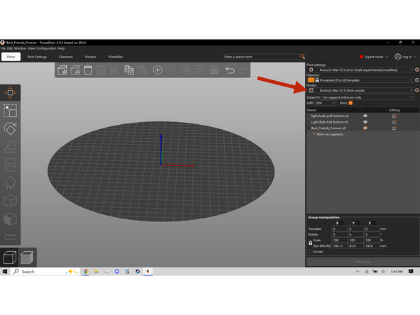The second step is make sure you have the correct printer selected in Prusa Slicer, an easy way to confirm this is checking if the build plate is circular.