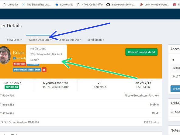 If the member qualifies for the senior discount (65+, 50%), make sure to attach it to their member account.